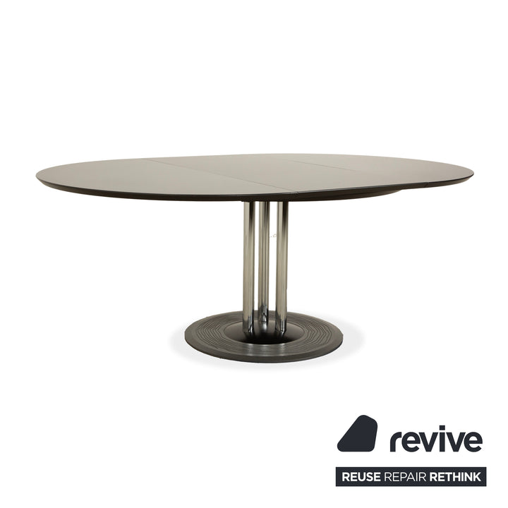 Table à manger en bois Leolux Trias noir anthracite fonction manuelle fonction rallonge