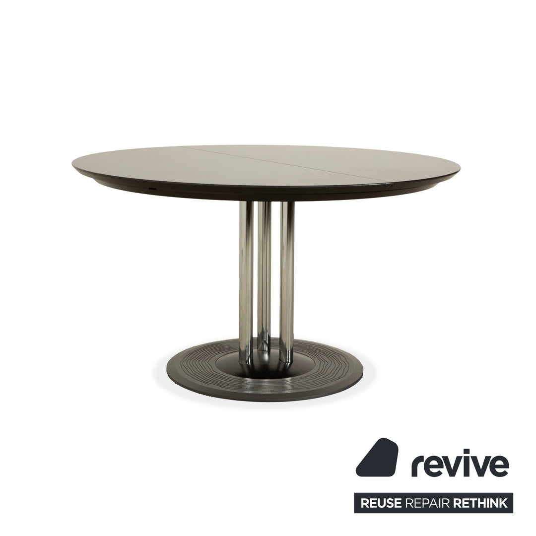 Leolux Trias wooden dining table black anthracite manual function extension function