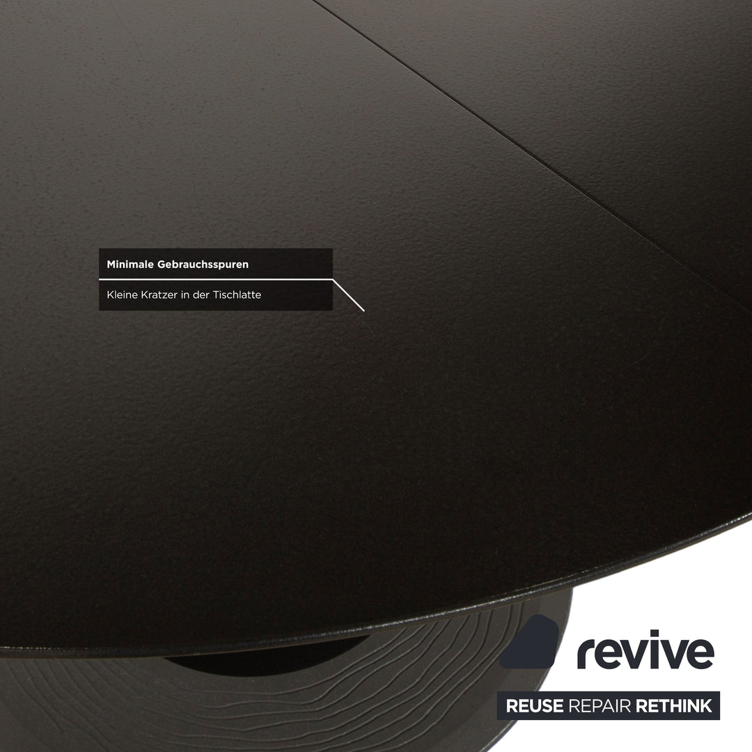 Leolux Trias wooden dining table black anthracite manual function extension function