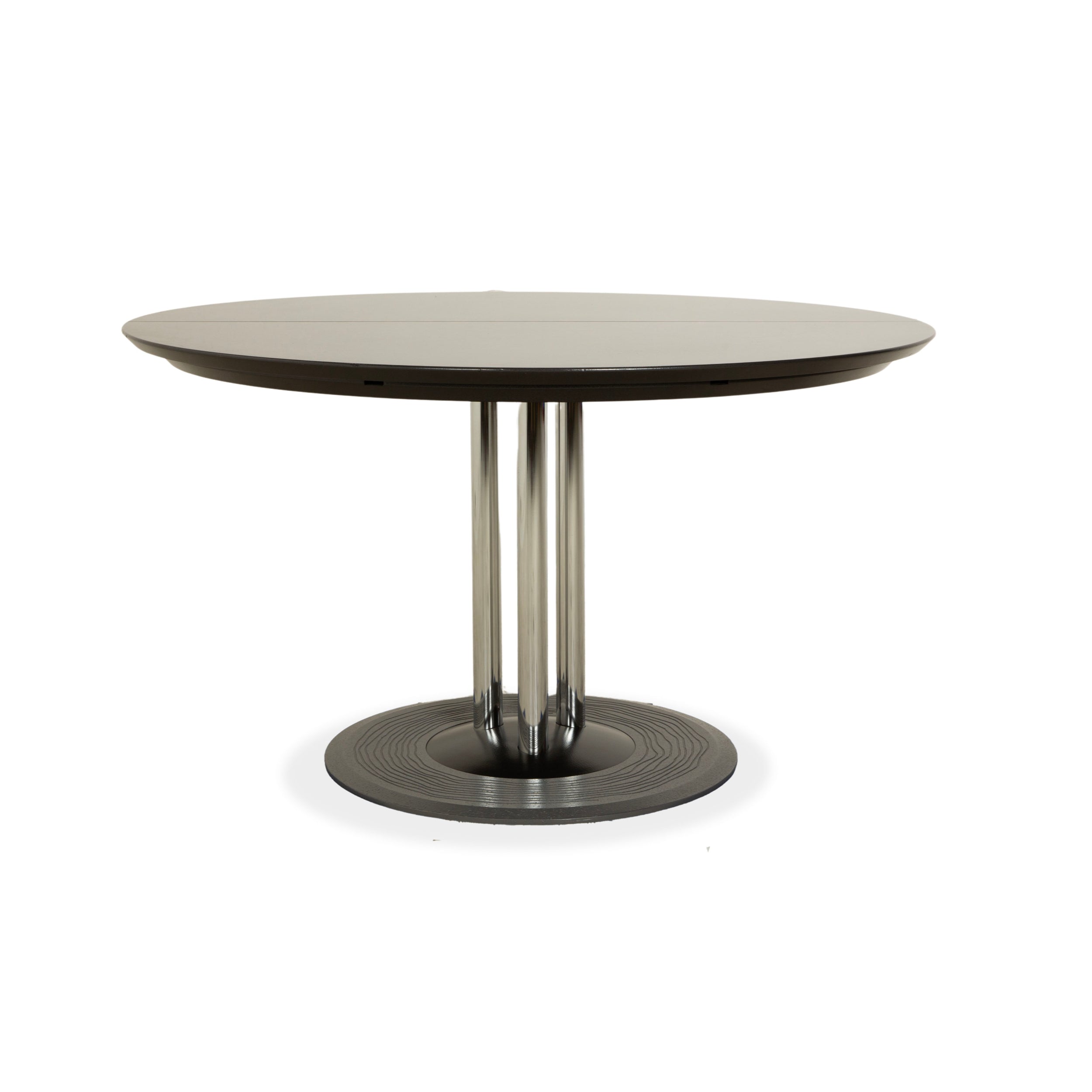 Leolux Trias wooden dining table black anthracite manual function extension function
