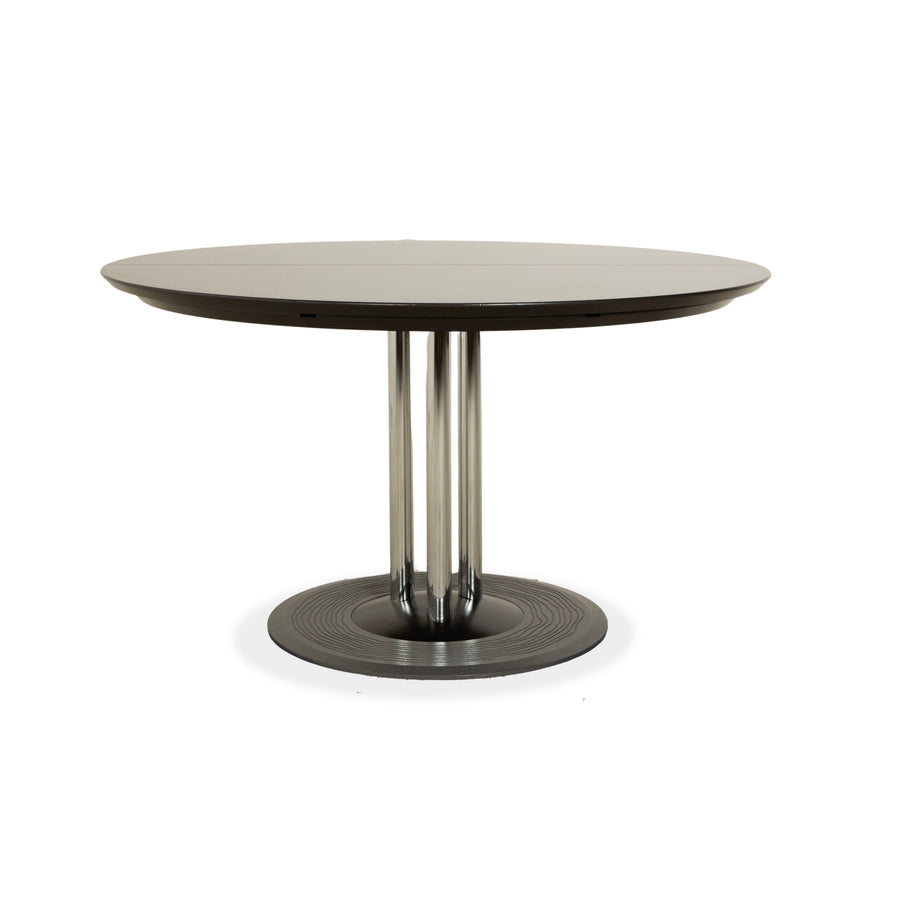 Table à manger en bois Leolux Trias noir anthracite fonction manuelle fonction rallonge
