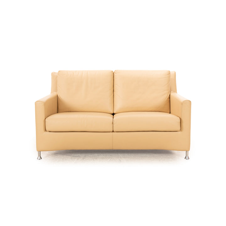 Leolux Zweisitzer Leder Sofa Creme Beige Couch