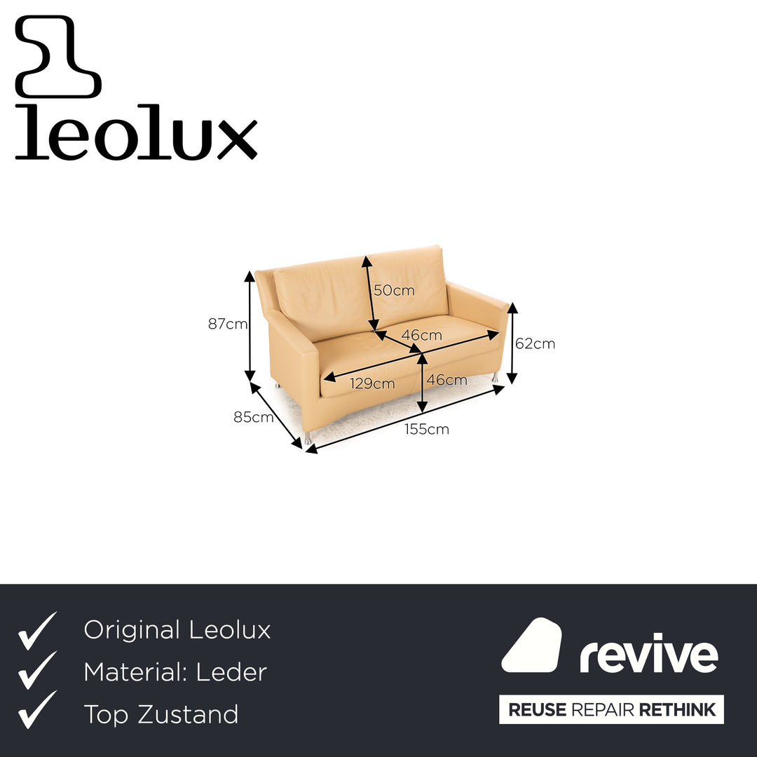 Leolux Zweisitzer Leder Sofa Creme Beige Couch