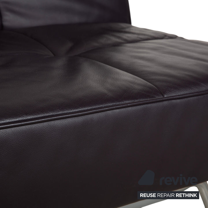 Ligne Roest Smala Leder Dreisitzer Braun Lila Aubergine manuelle Funktion Sofa Couch