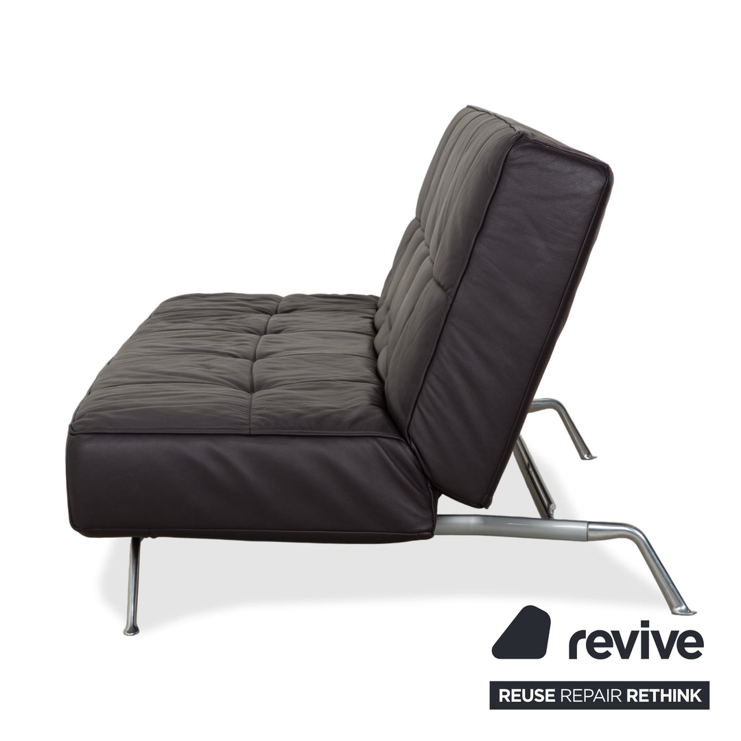 Ligne Roest Smala Leder Dreisitzer Braun Lila Aubergine manuelle Funktion Sofa Couch