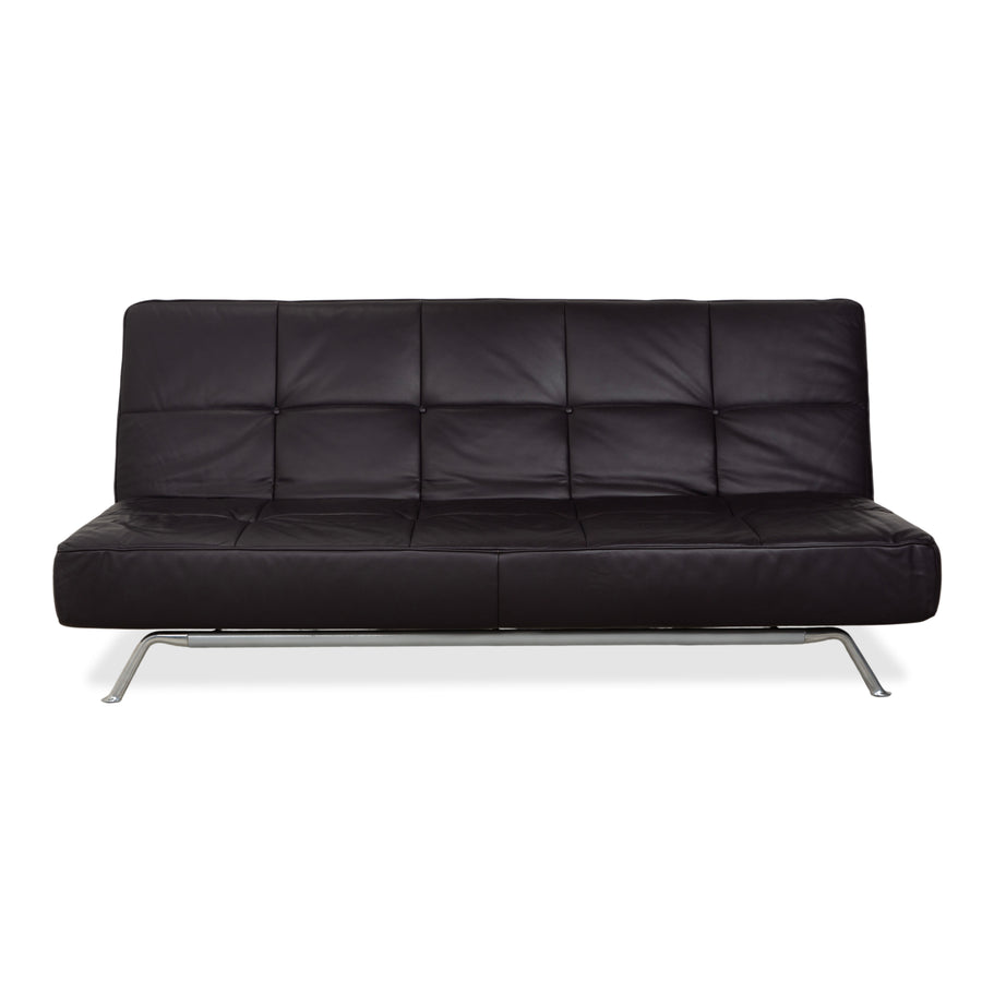 Ligne Roest Smala Leder Dreisitzer Braun Lila Aubergine manuelle Funktion Sofa Couch