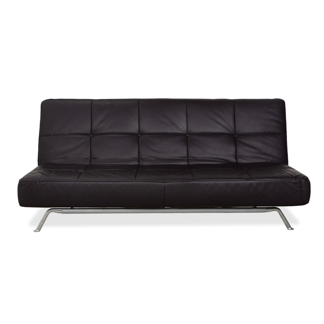 Ligne Roest Smala Leder Dreisitzer Braun Lila Aubergine manuelle Funktion Sofa Couch