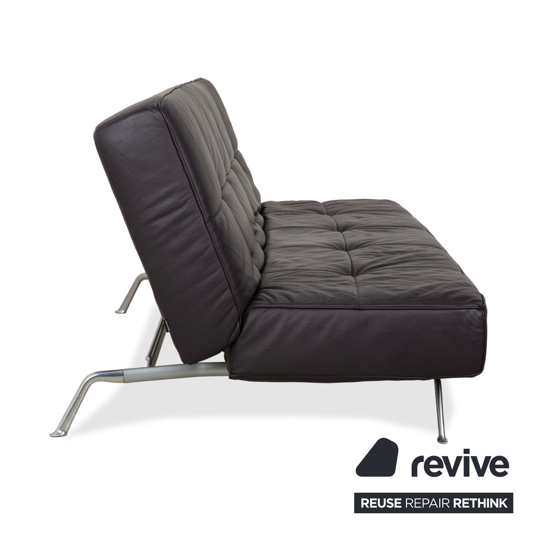 Ligne Roest Smala Leder Dreisitzer Braun Lila Aubergine manuelle Funktion Sofa Couch