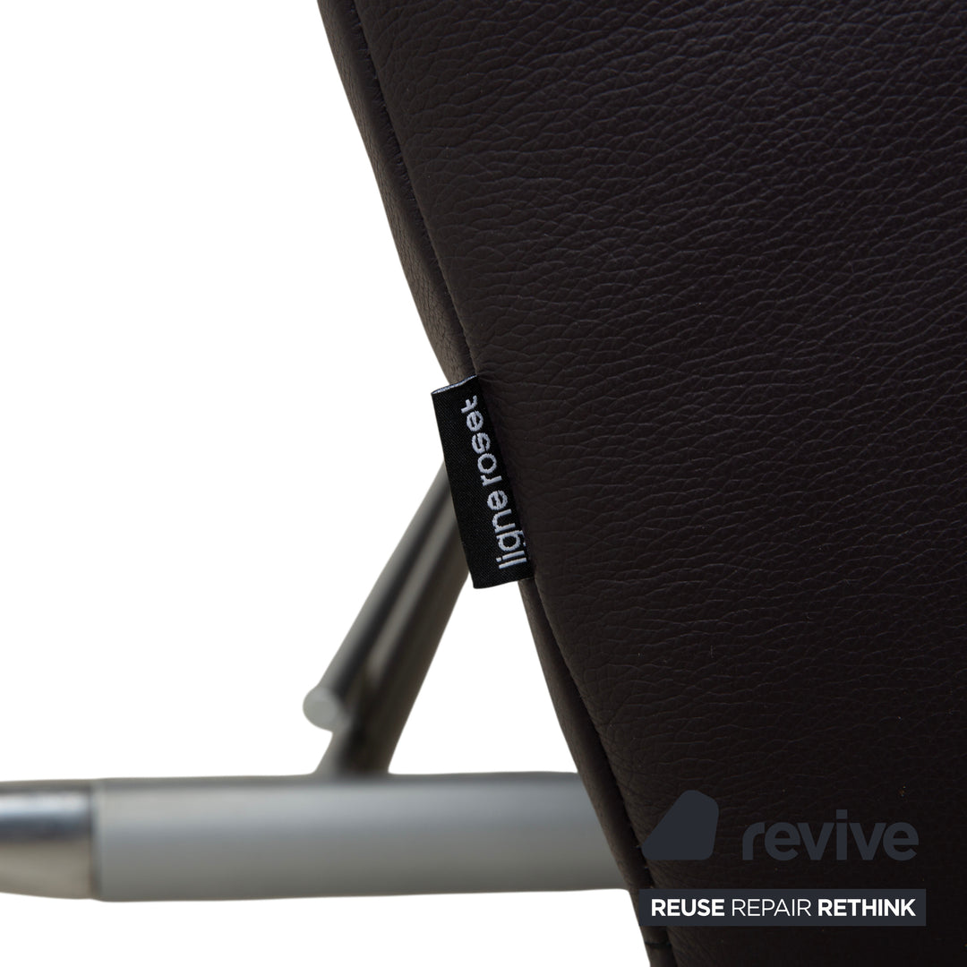 Ligne Roest Smala Leder Dreisitzer Braun Lila Aubergine manuelle Funktion Sofa Couch