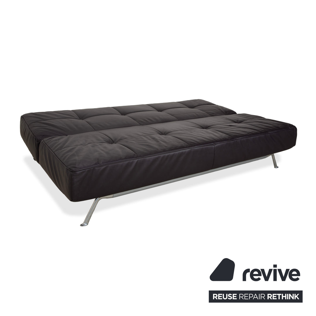 Ligne Roest Smala Leder Dreisitzer Braun Lila Aubergine manuelle Funktion Sofa Couch