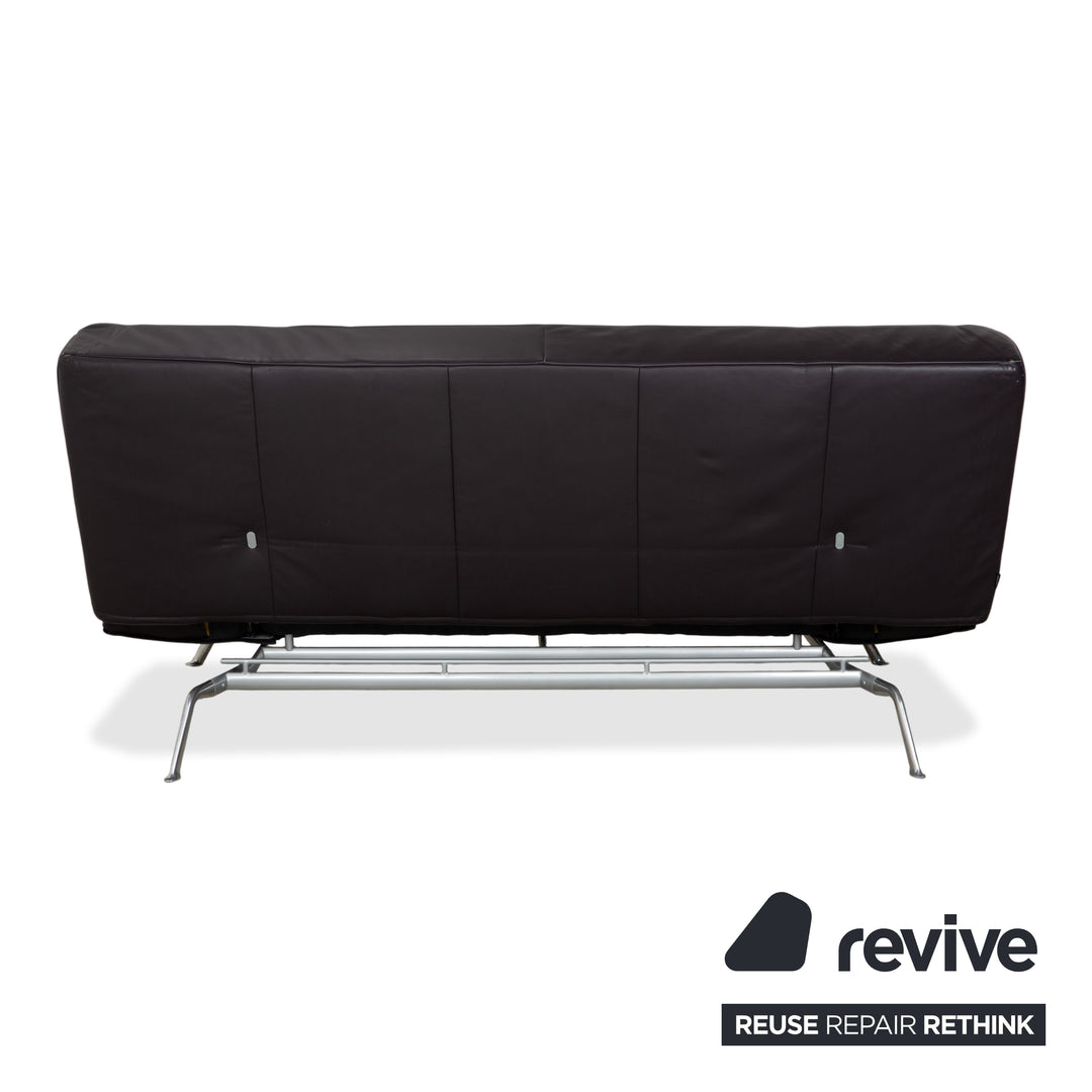 Ligne Roest Smala Leder Dreisitzer Braun Lila Aubergine manuelle Funktion Sofa Couch