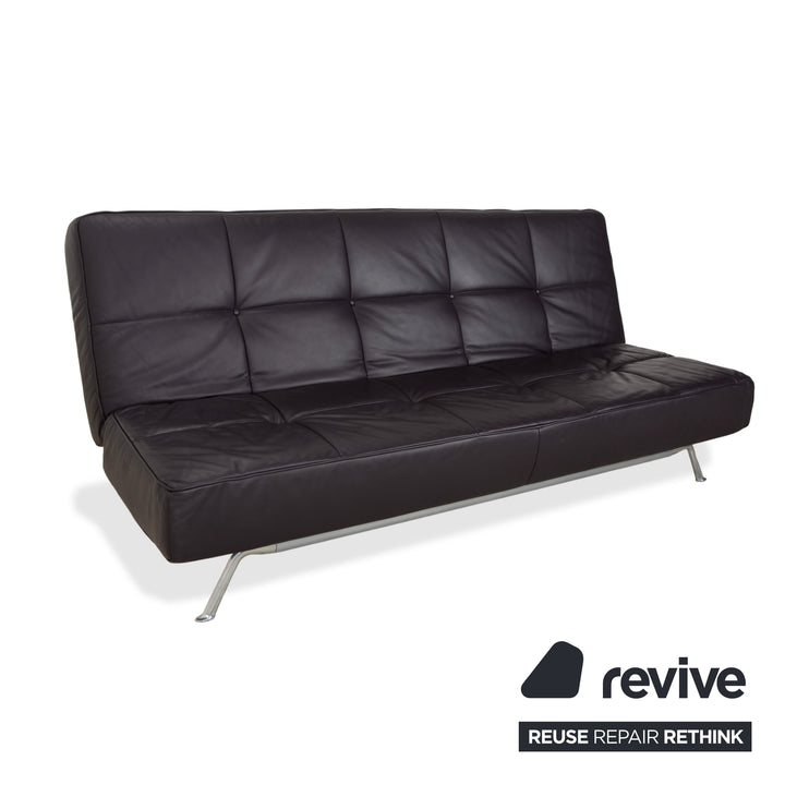 Ligne Roest Smala Leder Dreisitzer Braun Lila Aubergine manuelle Funktion Sofa Couch