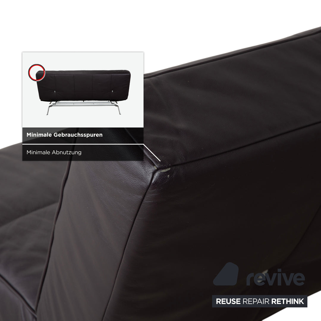 Ligne Roest Smala Leder Dreisitzer Braun Lila Aubergine manuelle Funktion Sofa Couch