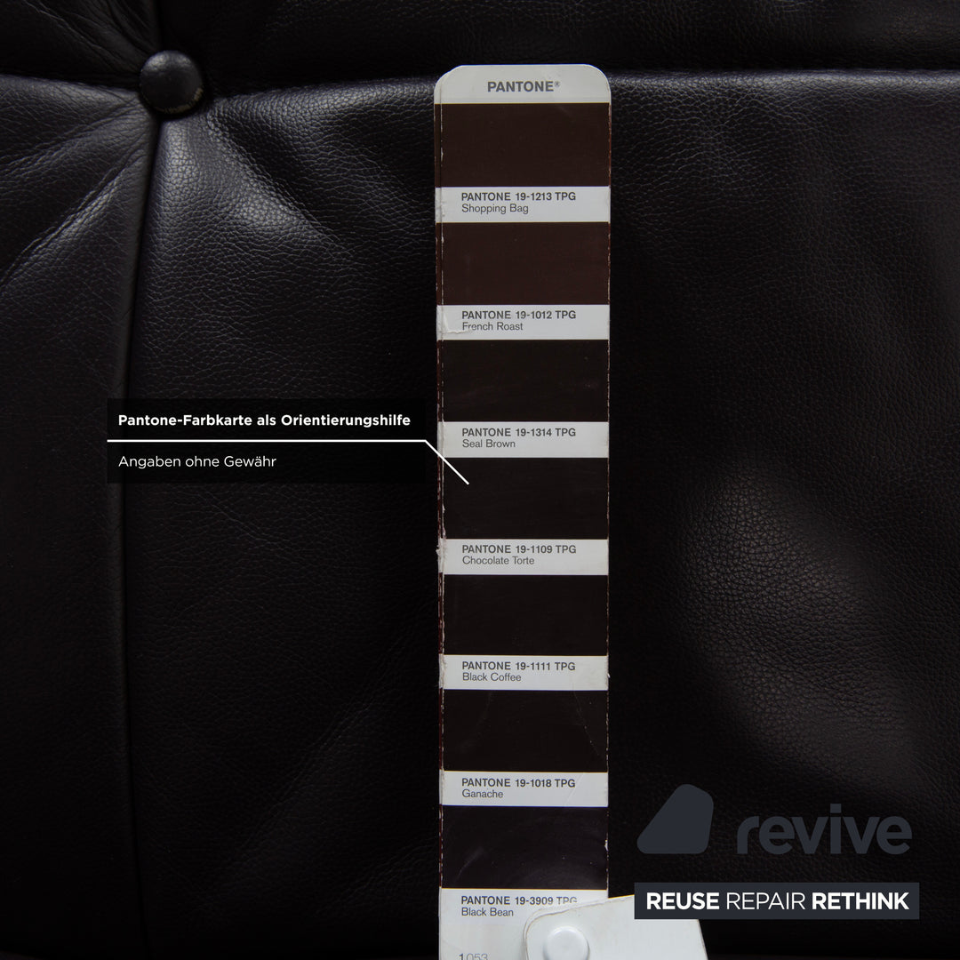 Ligne Roest Smala Leder Dreisitzer Braun Lila Aubergine manuelle Funktion Sofa Couch