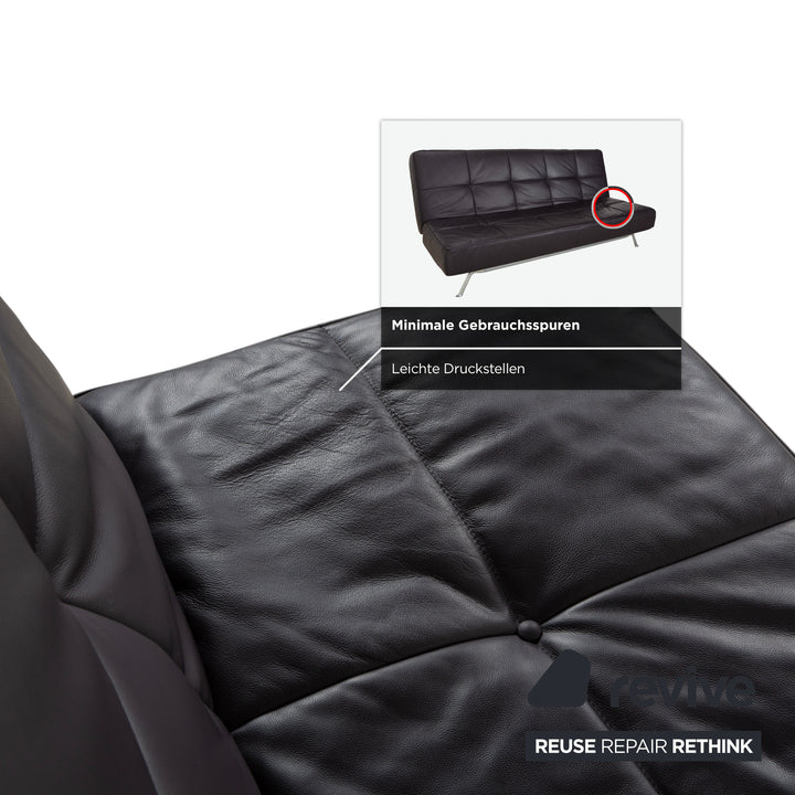 Ligne Roest Smala Leder Dreisitzer Braun Lila Aubergine manuelle Funktion Sofa Couch