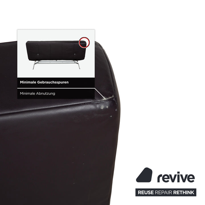 Canapé trois places Ligne Roest Smala en cuir marron, violet et aubergine, à réglage manuel