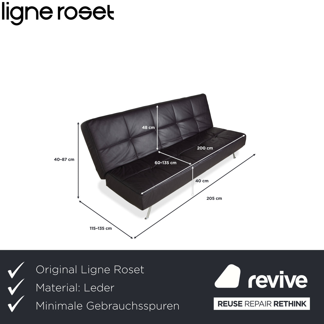 Ligne Roest Smala Leder Dreisitzer Braun Lila Aubergine manuelle Funktion Sofa Couch
