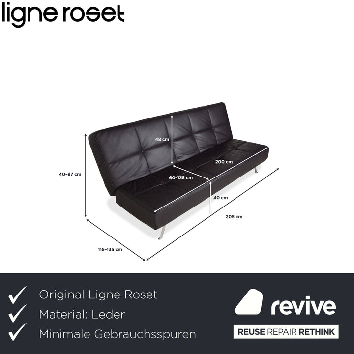 Ligne Roest Smala Leder Dreisitzer Braun Lila Aubergine manuelle Funktion Sofa Couch