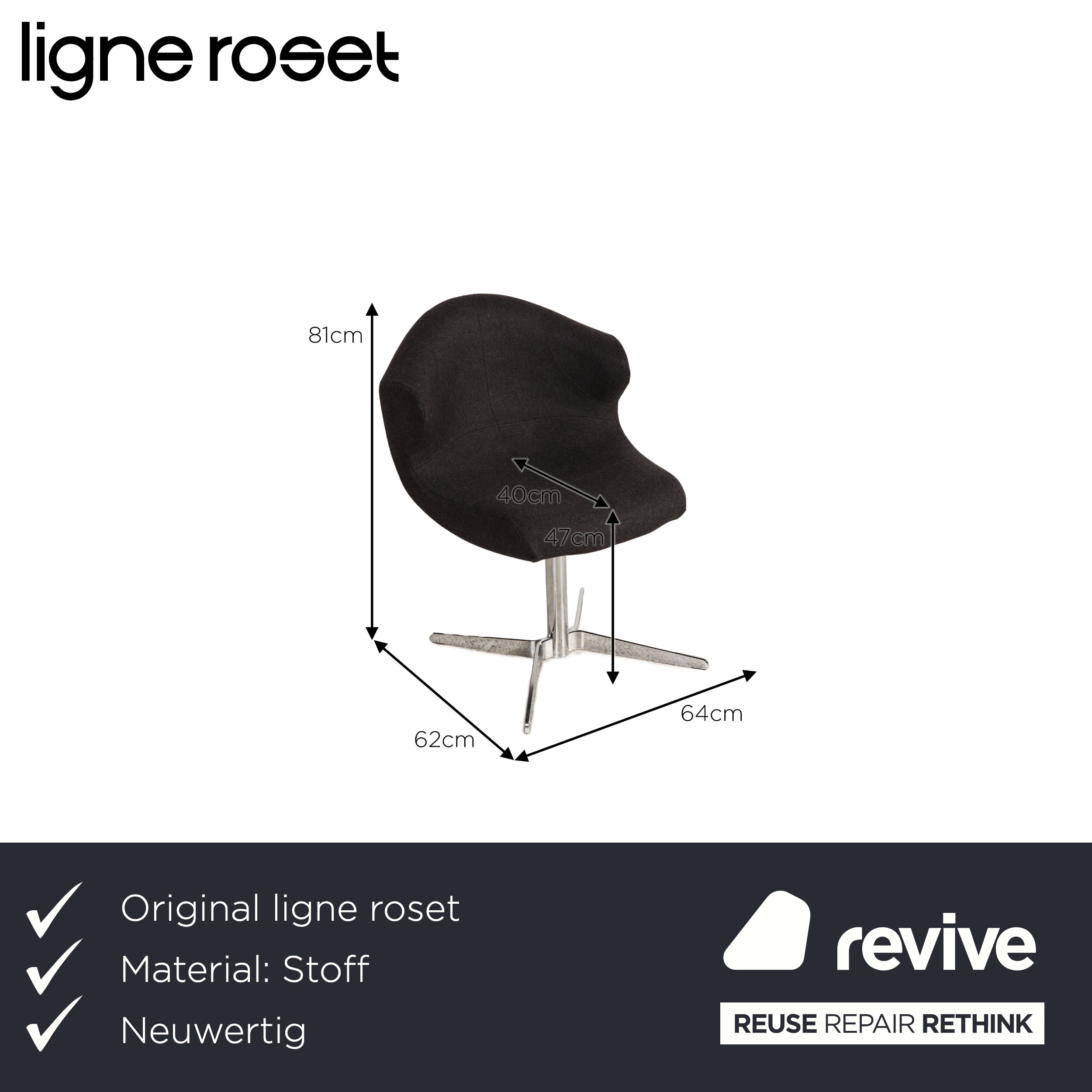 ligne roset Alster Stoff Sessel Grau Dunkelgrau Funktion