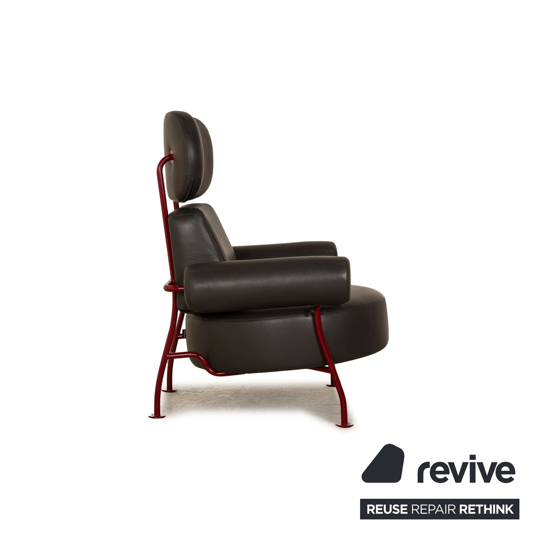 ligne roset Astair leather armchair anthracite