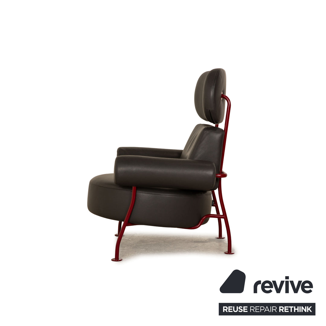 ligne roset Astair leather armchair anthracite