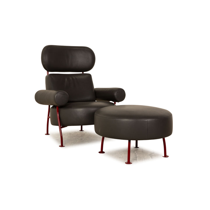 ligne roset Astair leather armchair set anthracite