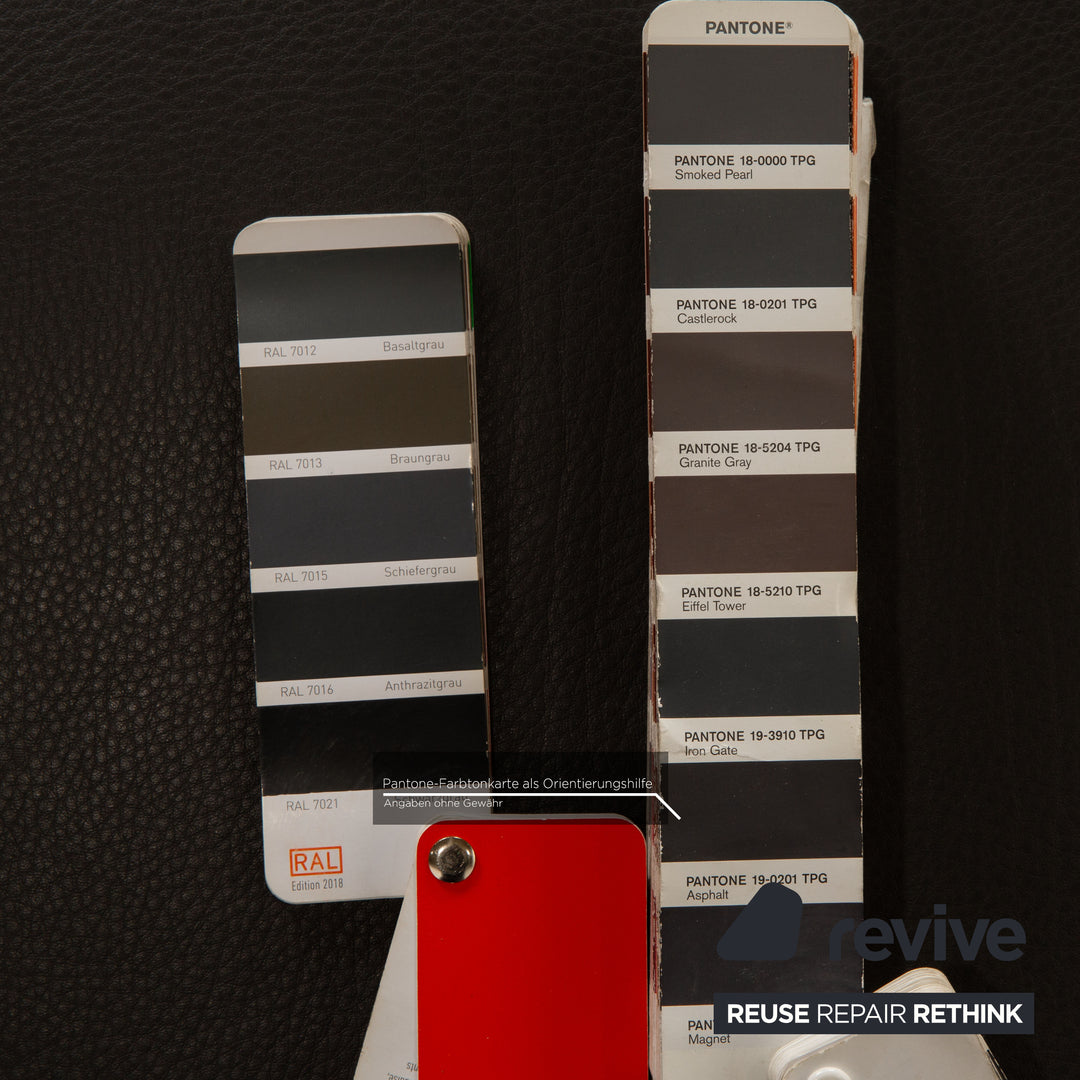 ligne roset Astair leather armchair set anthracite 2x armchair stool