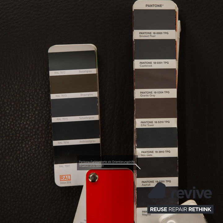 ligne roset Astair leather armchair set anthracite 2x armchair stool