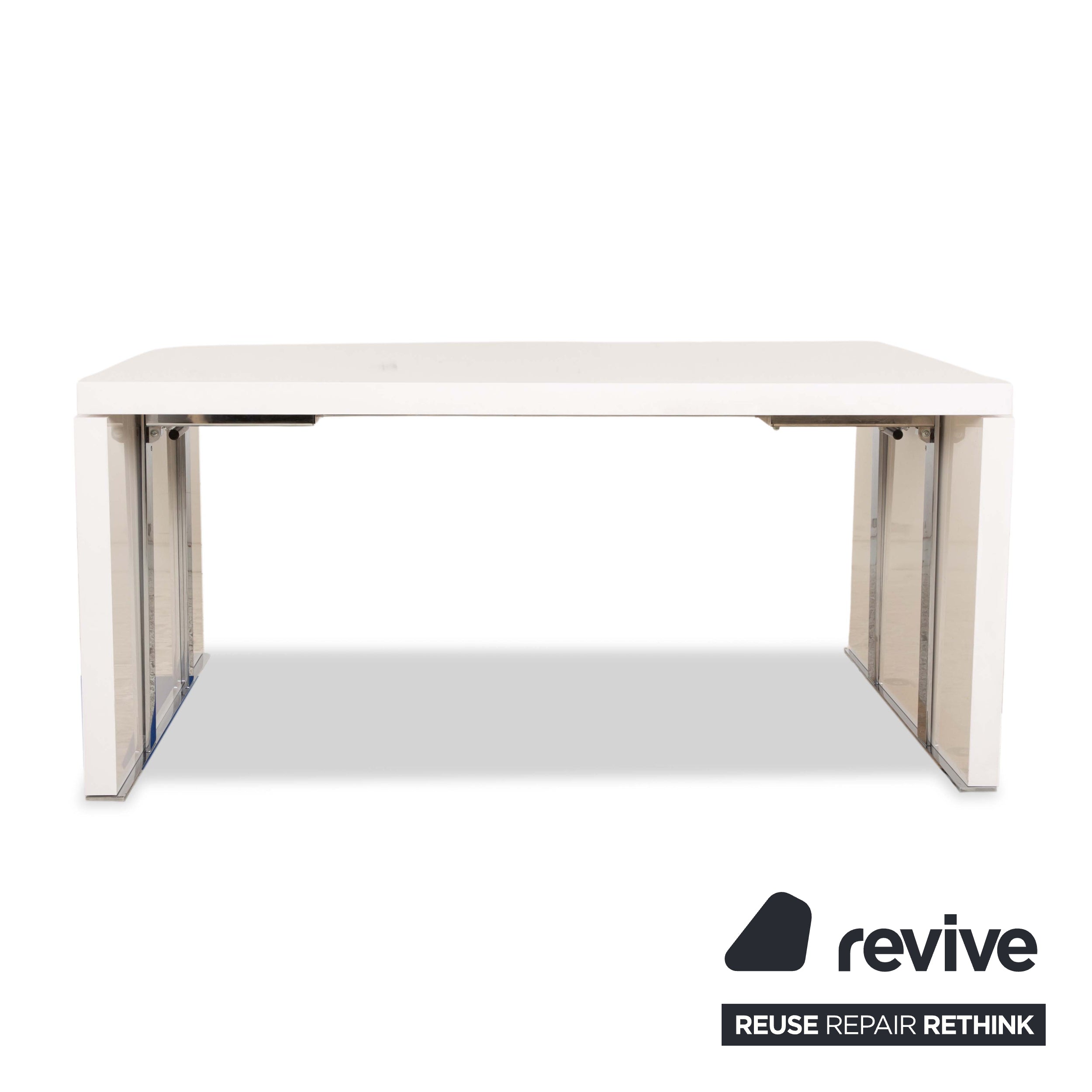 ligne roset Table à manger Cineline en bois blanc crème fonction extensible 160-293 x 100 cm