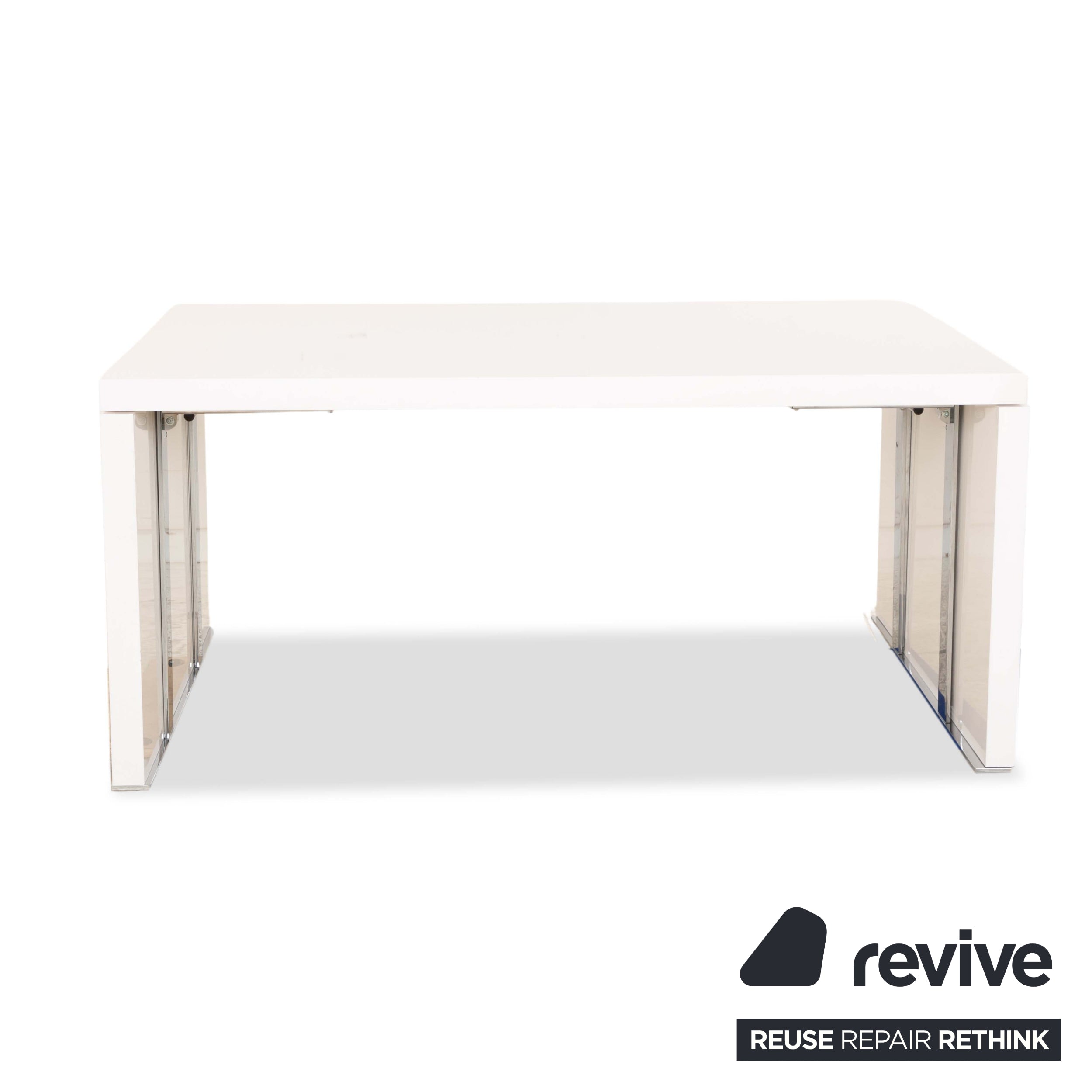 ligne roset Table à manger Cineline en bois blanc crème fonction extensible 160-293 x 100 cm