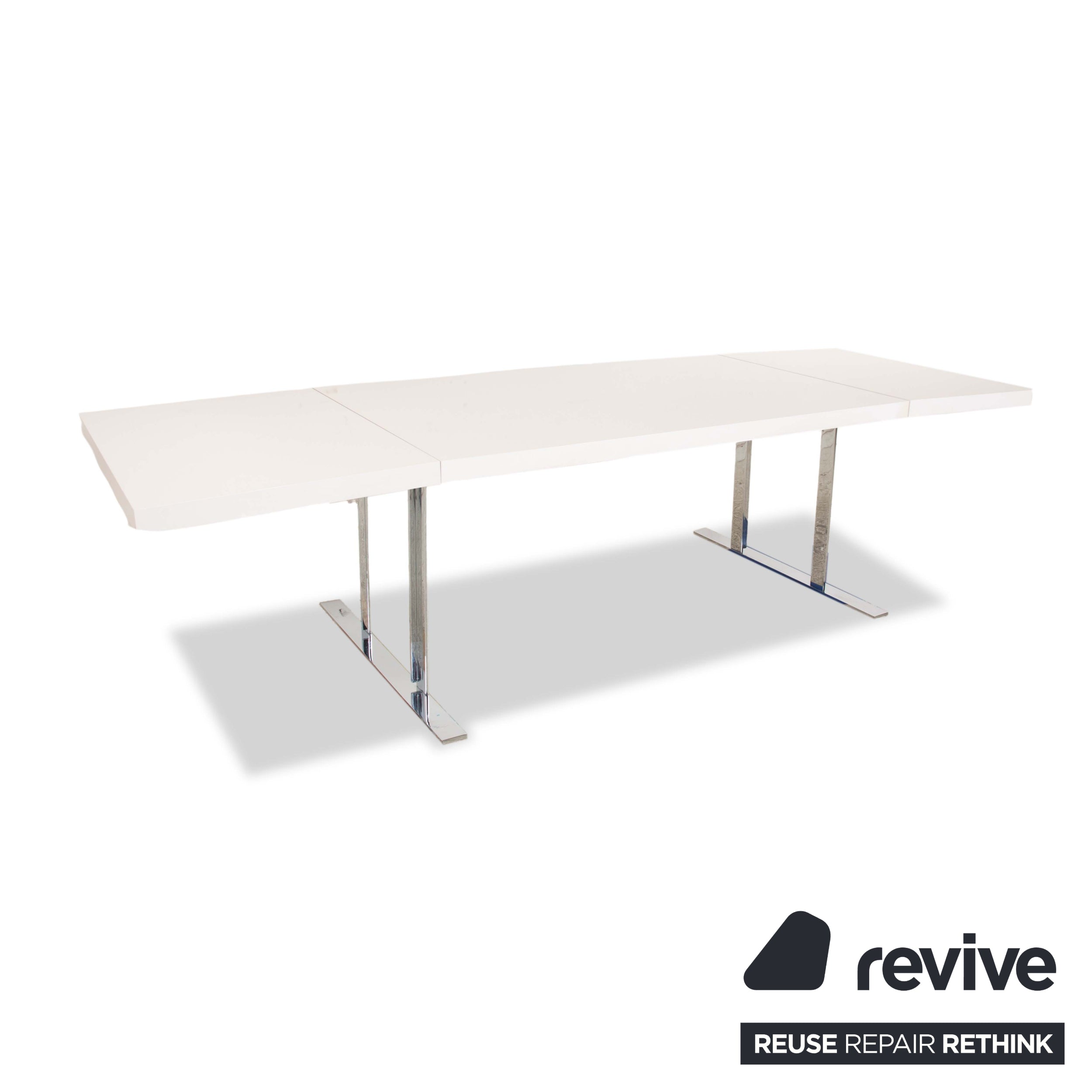 ligne roset Table à manger Cineline en bois blanc crème fonction extensible 160-293 x 100 cm