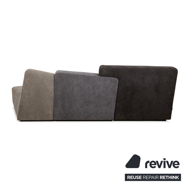 Ligne Roset Confluences Fabric Corner Sofa Grey Grey-Blue BlackSofa Couch