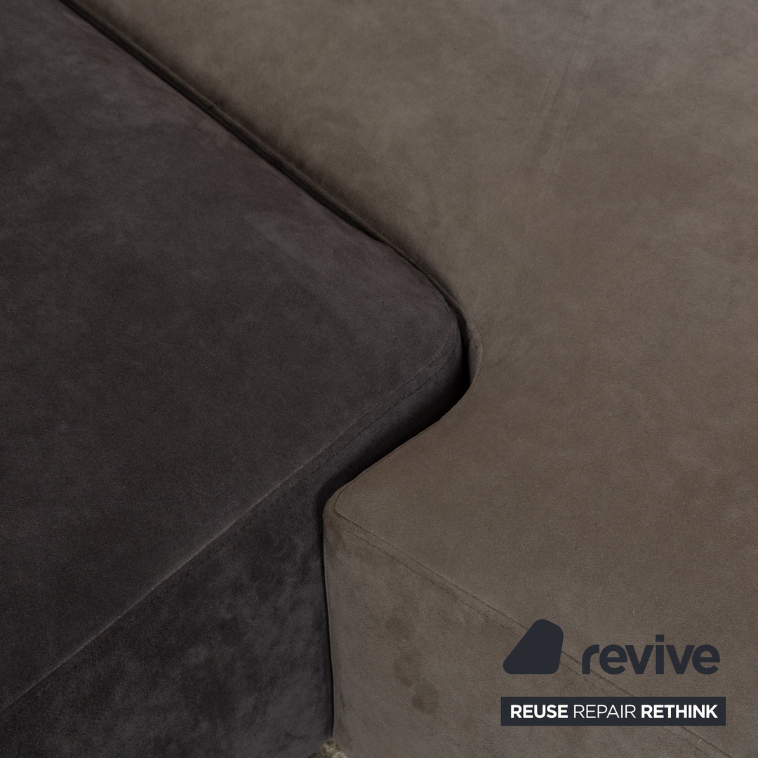 Ligne Roset Confluences Fabric Corner Sofa Grey Grey-Blue BlackSofa Couch