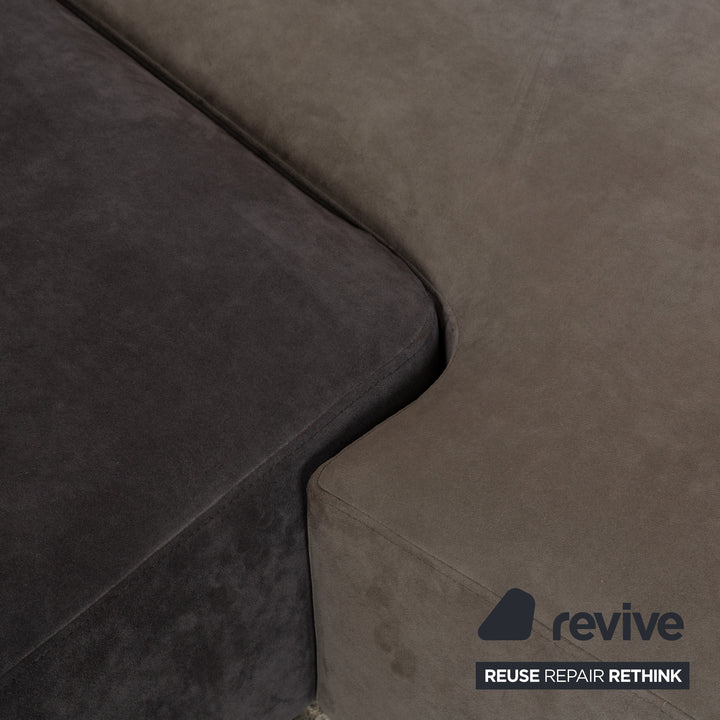 Ligne Roset Confluences Fabric Corner Sofa Grey Grey-Blue BlackSofa Couch