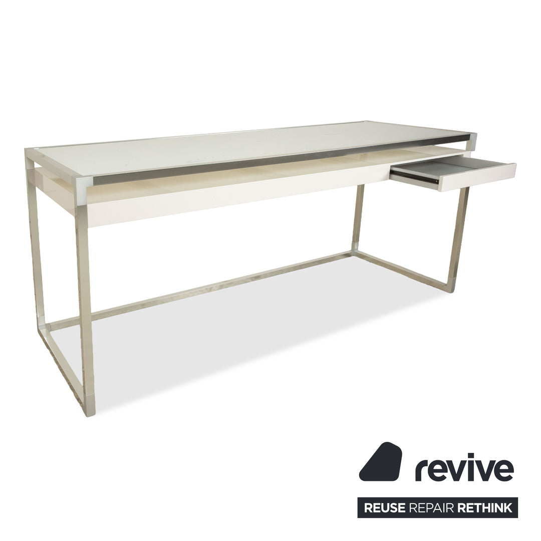 ligne roset Contour Glas Schreibtisch Weiß Homeoffice Büro Schublade