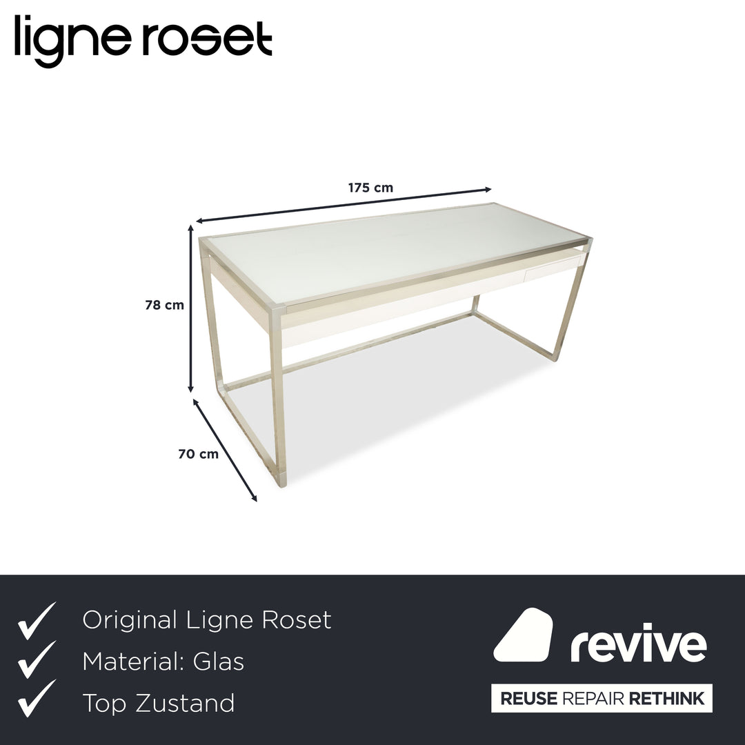 Ligne Roset Contour Glass Desk White Home Office Drawer