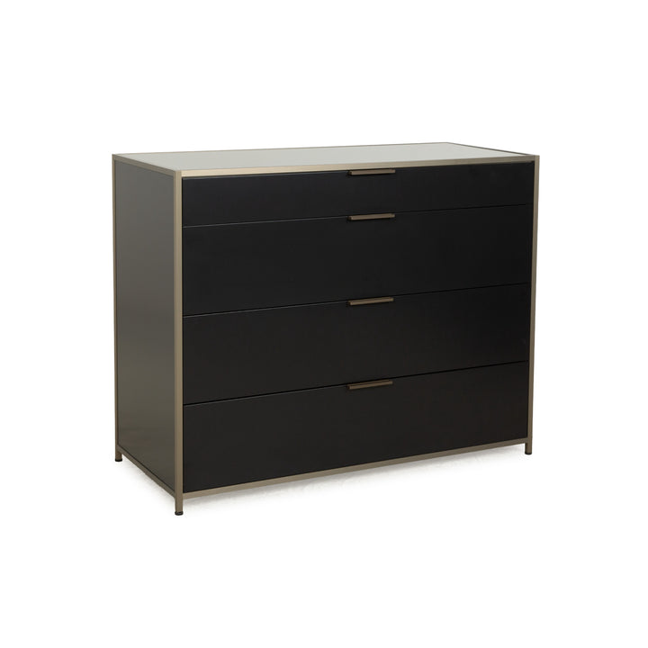 Ligne Roset Dita wooden sideboard anthracite metal drawers