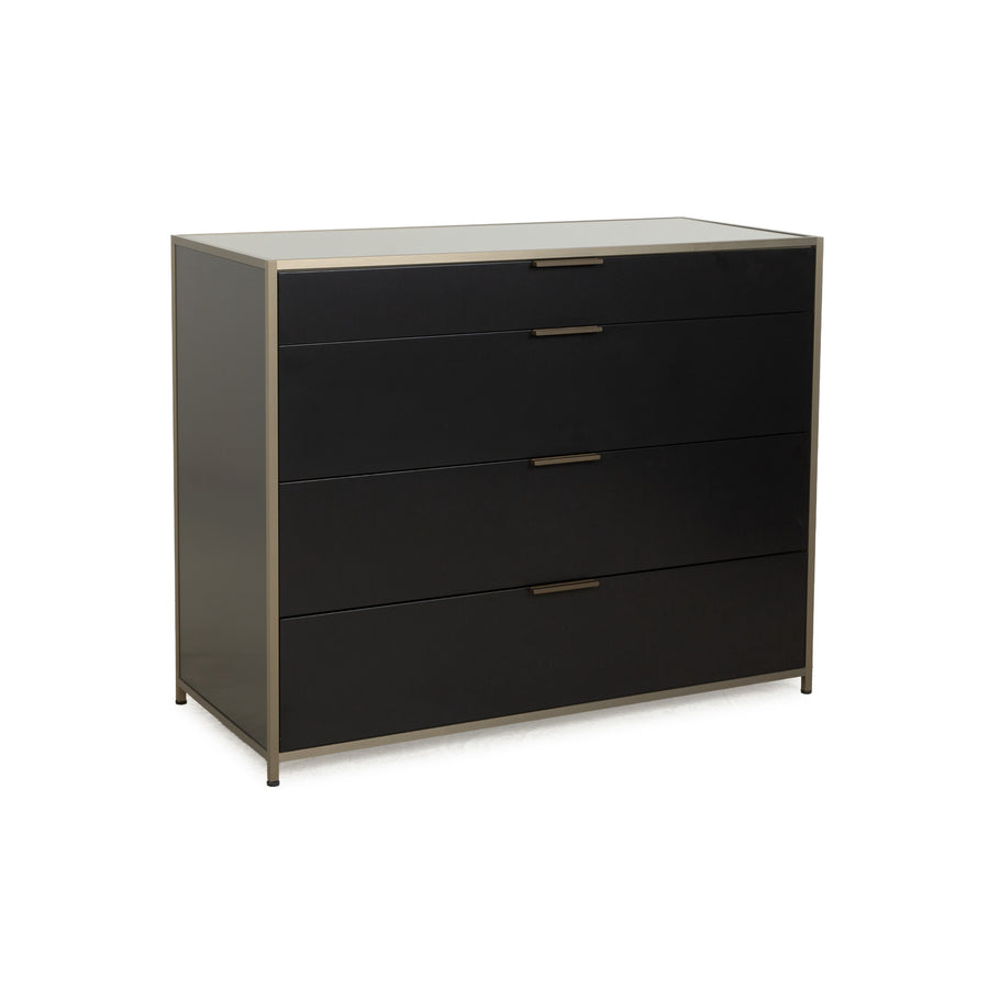 Ligne Roset Dita wooden sideboard anthracite metal drawers