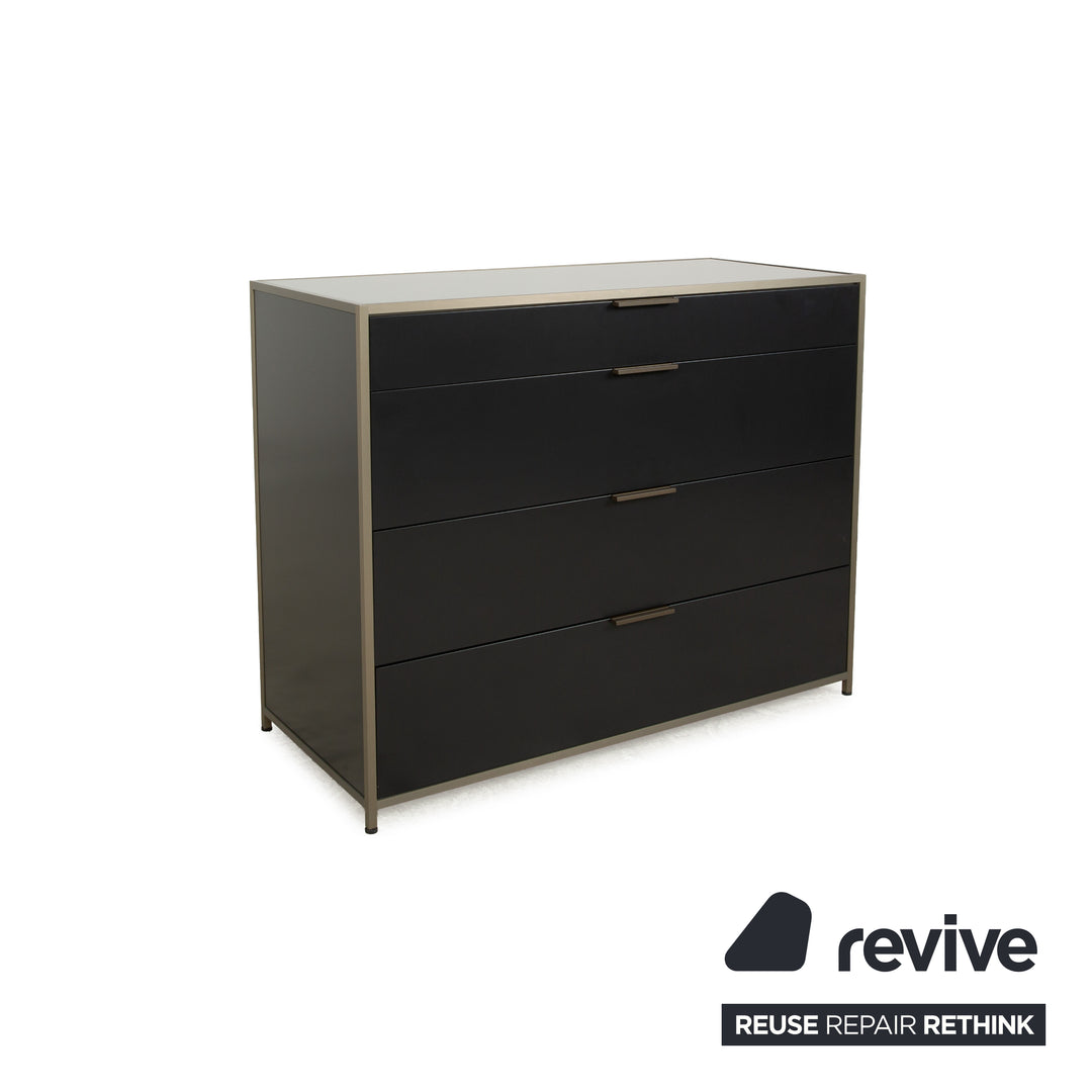 Ligne Roset Dita wooden sideboard anthracite metal drawers