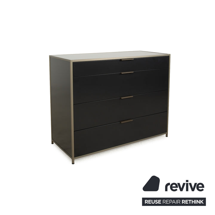 Ligne Roset Dita wooden sideboard anthracite metal drawers