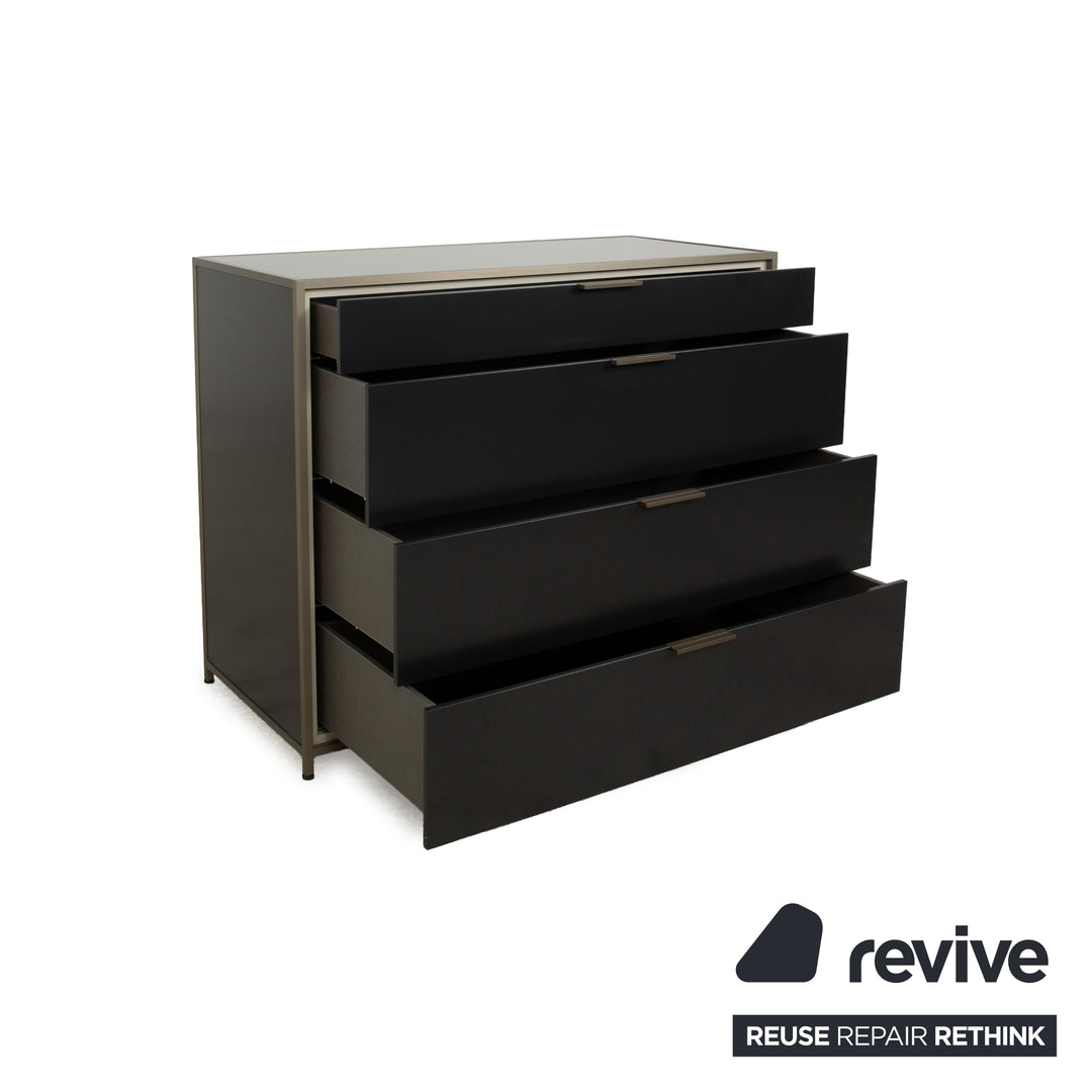 Ligne Roset Dita wooden sideboard anthracite metal drawers