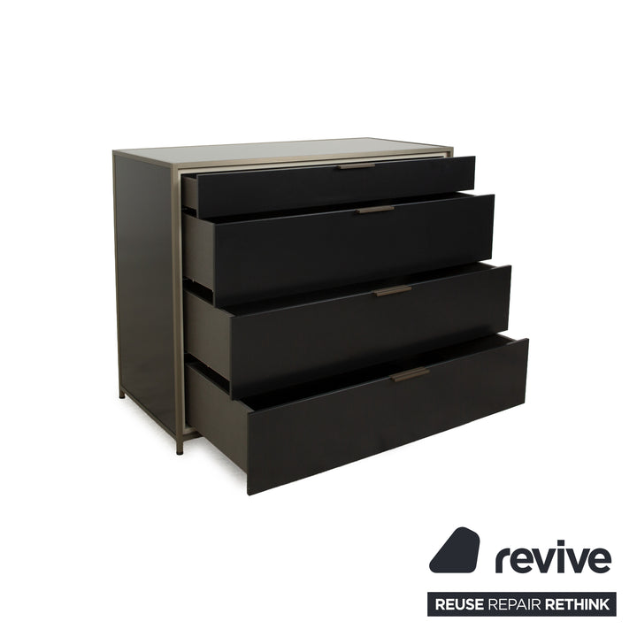 Ligne Roset Dita wooden sideboard anthracite metal drawers