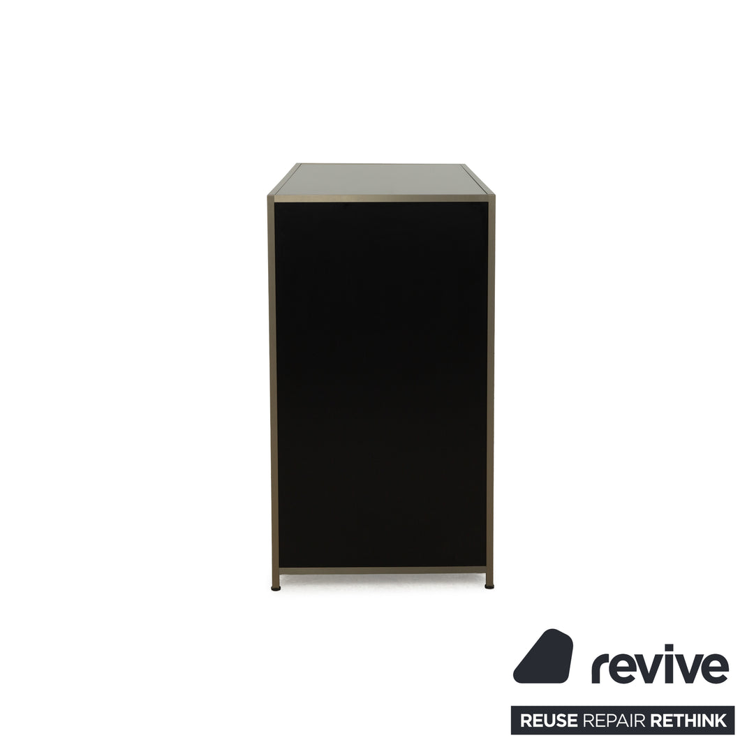 Ligne Roset Dita wooden sideboard anthracite metal drawers