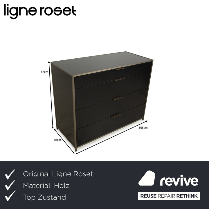 Ligne Roset Dita wooden sideboard anthracite metal drawers