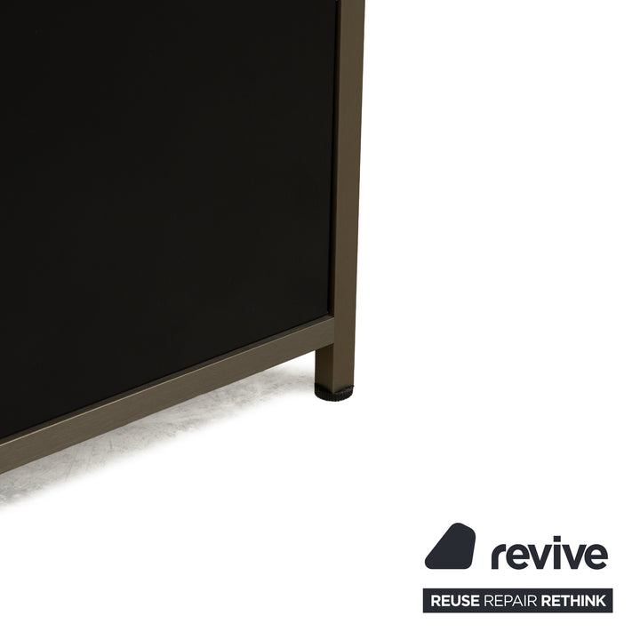 Ligne Roset Dita wooden sideboard anthracite metal drawers