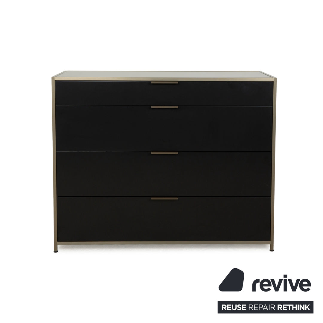 Ligne Roset Dita wooden sideboard anthracite metal drawers