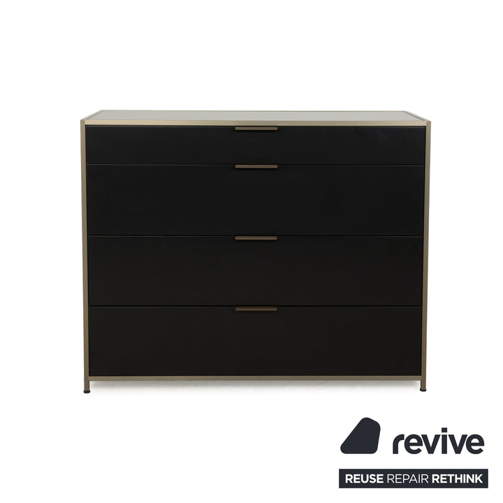Ligne Roset Dita wooden sideboard anthracite metal drawers
