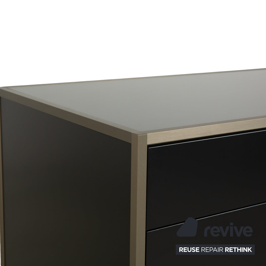 Ligne Roset Dita wooden sideboard anthracite metal drawers