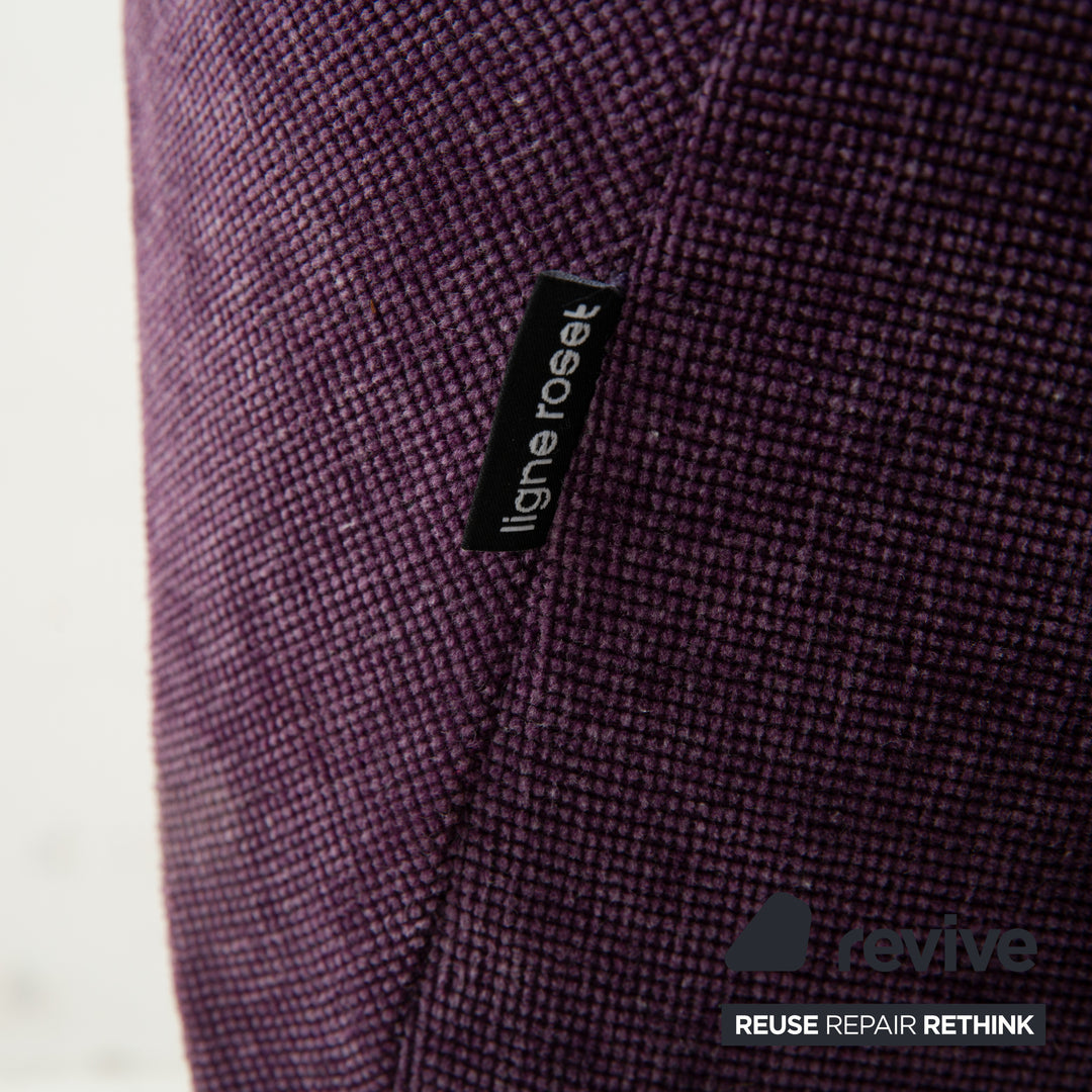 ligne roset Downtown fabric three-seater purple sofa couch manual function sleeping function