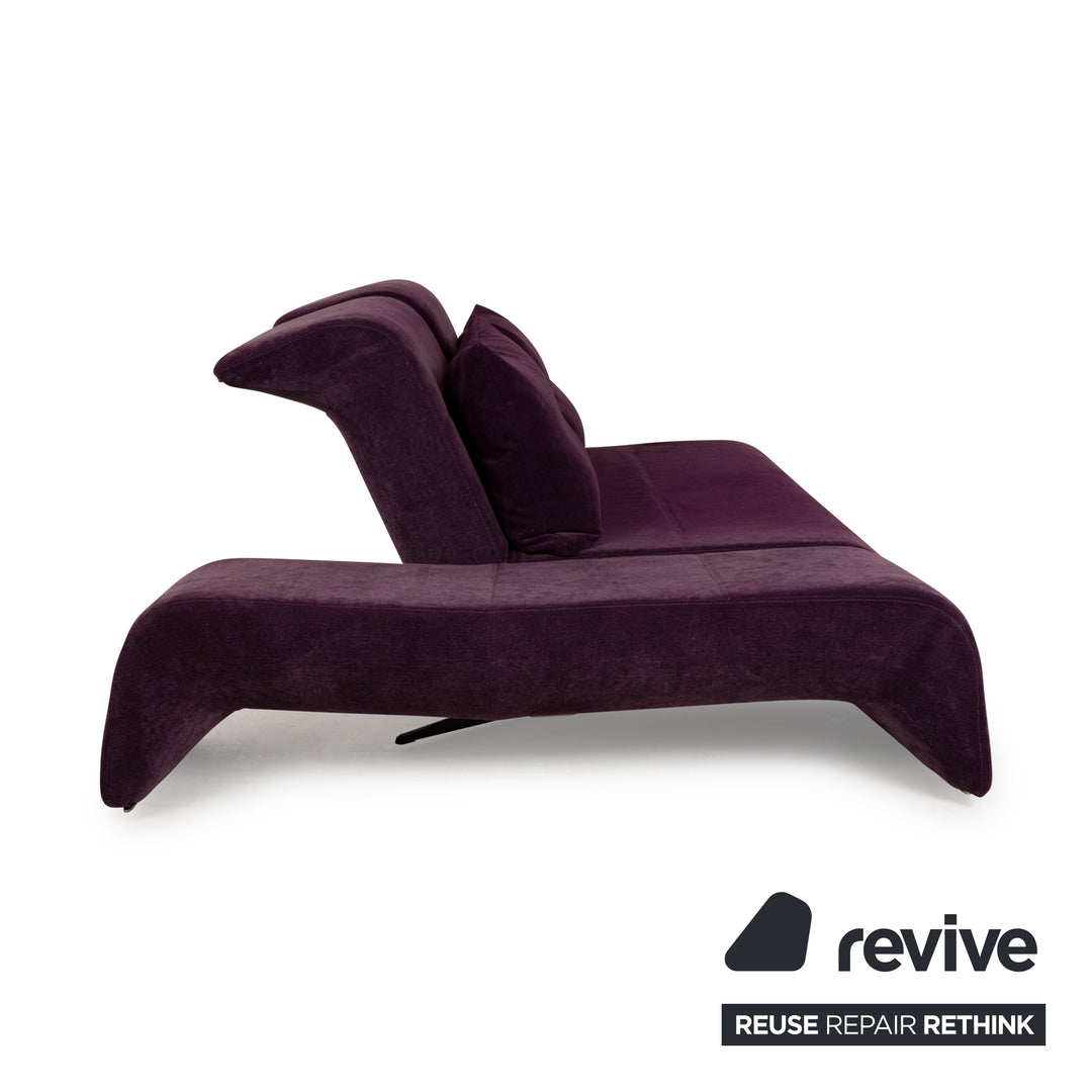 ligne roset Downtown fabric three-seater purple sofa couch manual function sleeping function
